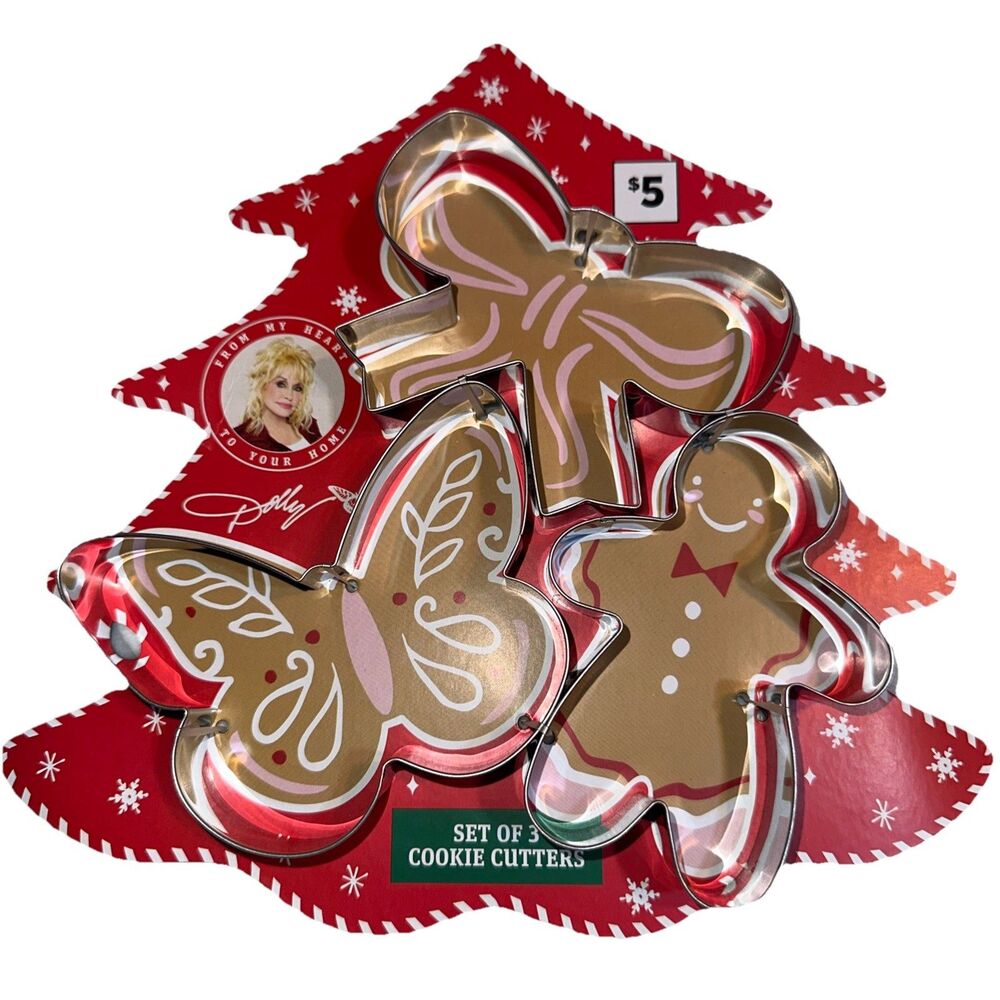 Dolly Parton Dollar General Christmas Metal Cookie Cutter Set of 3 New